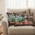 thumbnail image 2 of Christmas Truck Outdoor Waterproof Pillow Covers, Winter Snowflake Xmas Tree Wood Grain Brown Decorative Rectangle Throw Pillowcase Sofa Cushion Sham for Patio/Couch/Chair, 20"x12" 2 Pack, 2 of 8