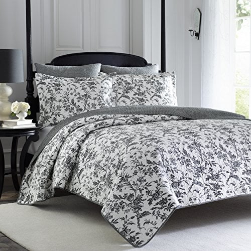 Laura Ashley Amberley Quilt Set, King (Black)