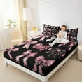thumbnail image 4 of Feelyou Black Pink Bowknot Full Size Sheets, Vintage Fashion Bow Bed Sheets, Fairy Tale Princess Sheet Sets, Ultra Soft Bedroom Decor, 4-Piece, 4 of 7