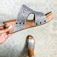 thumbnail image 2 of eczipvz Womens Sandals Ladies Fashion Leather Lace Combination Rhinestone Decorative Sleeve Toe Thick Sole Sandals,Silver, 2 of 5