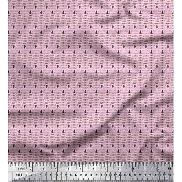 Soimoi Satin Silk Fabric Hand Drawn Line Shirting Print Fabric by The Yard 42 Inch Wide