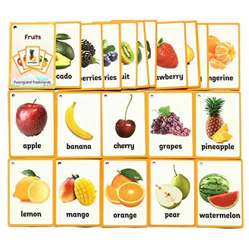 21PCS/Set Fruit Kids Gifts English Flash Cards Pocket Card Educational Learning 