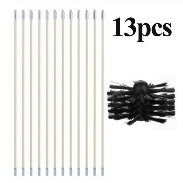 Brosse de Nettoyage pour Cheminée Kit de Balayage Rotatif Ensemble d'Outils pour Cheminée 1*Brosse+12*Tige