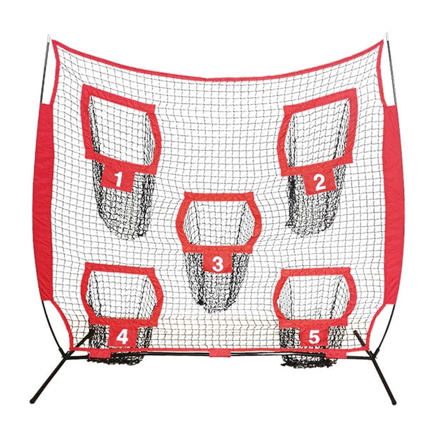 Red de práctica de lanzamiento,Red de práctica de béisbol y softbol 7x7ft,Red de lanzamiento portátil para entrenador de fútbol,Lanzamiento de objetivo Red de práctica de rugby Interior