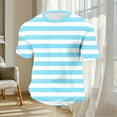 thumbnail image 3 of ZUKMRJPC Men's Striped Short Sleeve T-Shirt Classic Vintage Crewneck Tees Slim Fit Casual Lightweight Waffle Knit Textured Tops, 3 of 5