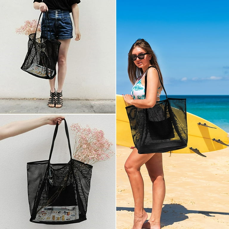 Mesh Beach Tote Bag for Women Big Capacity Shoulder Handbags Pool