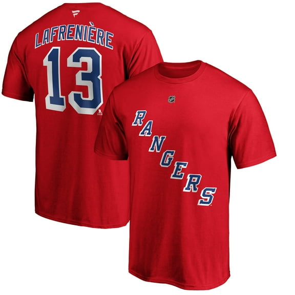 Men's Fanatics Alexis Lafreni-re Red New York Rangers Authentic Stack Name & Number T-Shirt