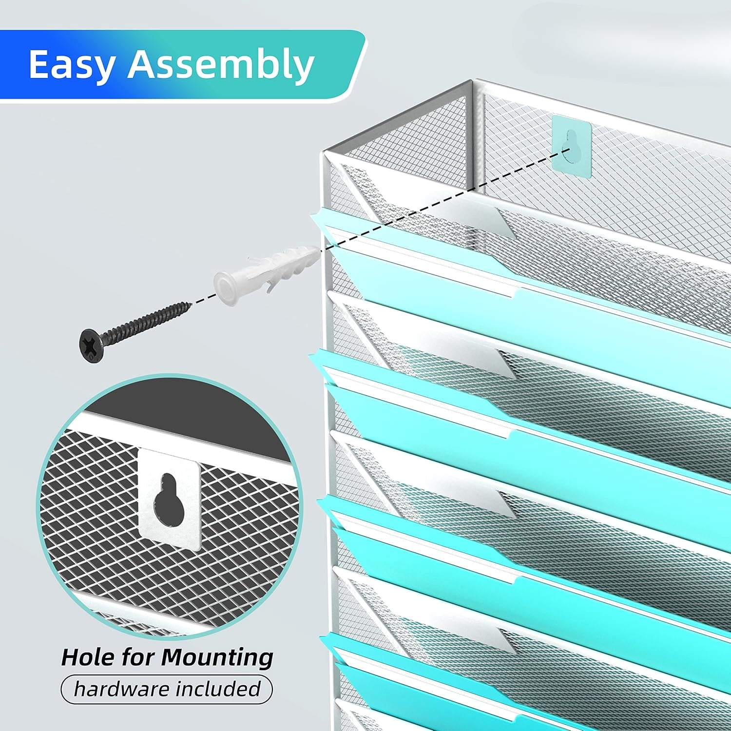 INTIGE Hanging File Organizer Wall File Holder, Wall Organizer for Papers, Folders, Magazines, Office Organization