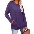thumbnail image 3 of Womens Tops Color Block Pullover Long Sleeve T Shirts with Pockets Crew Neck Tunic Blouse, 3 of 5