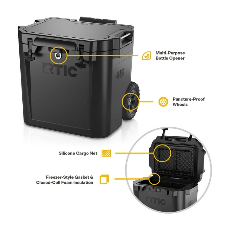 RTIC 45 QT Ultra-Tough Wheeled Hard-Sided Ice Chest Cooler RTIC 45 QT Ultra-Tough Wheeled Hard-Sided Ice Chest Cooler