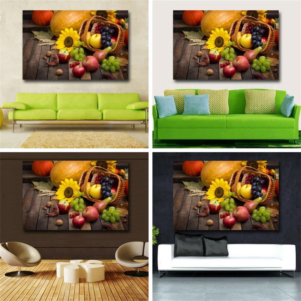 Fruits And Vegetables Sunny Gather on The Table Wall Art Painting The Picture Print on Canvas Food Pictures for Home Decor - 20inch x 28inch