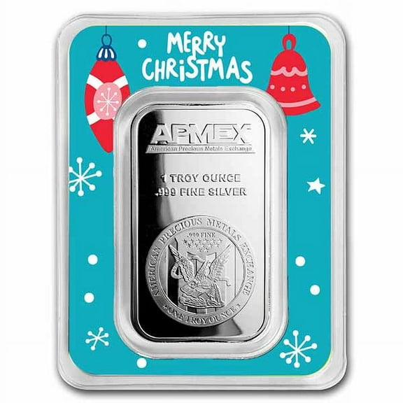 1 oz Silver Bar - APMEX (w/Christmas Ornaments Card, In TEP)