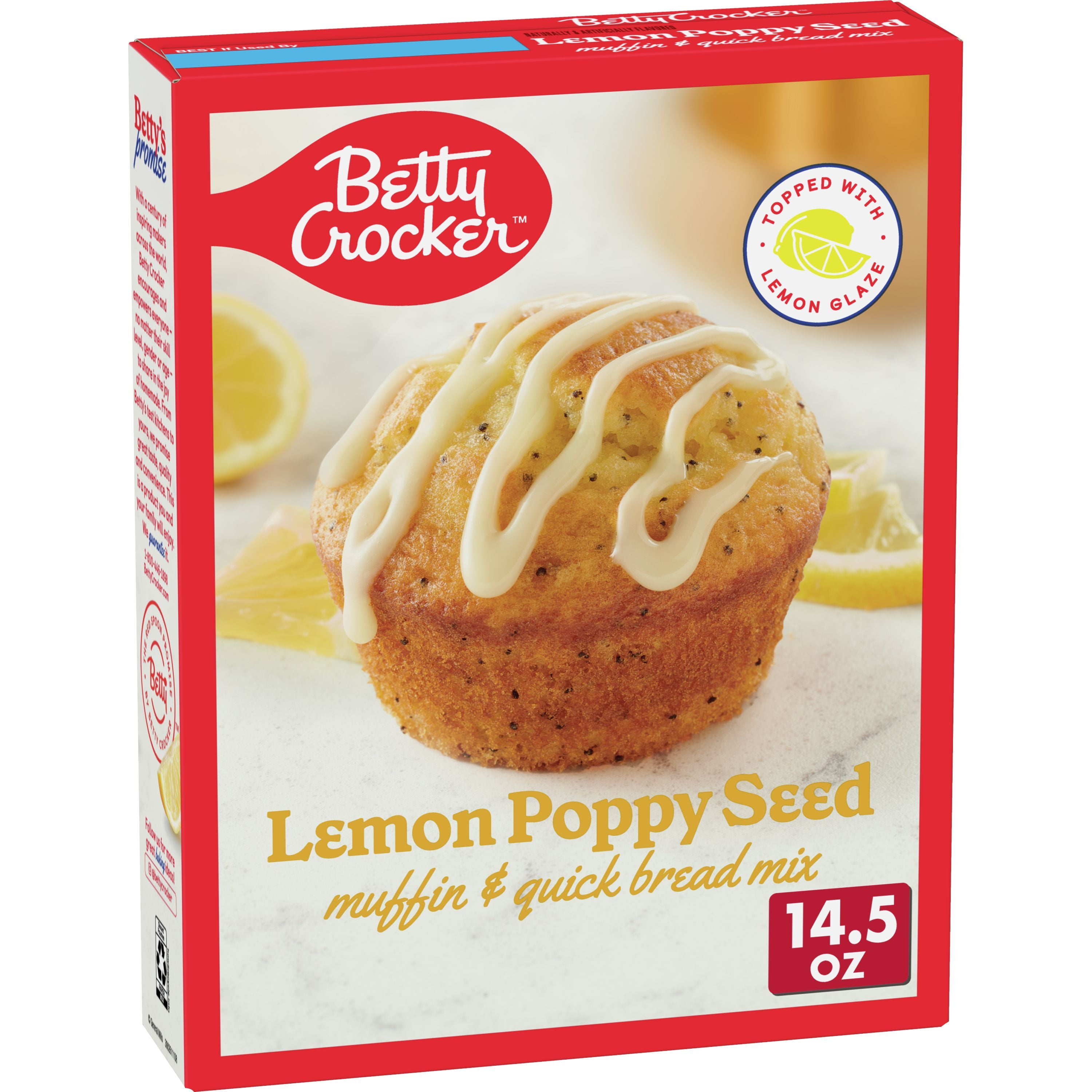 Betty Crocker Lemon Poppy Seed Muffin and Quick Bread Mix Topped With Lemon Glaze, 14.5 oz.