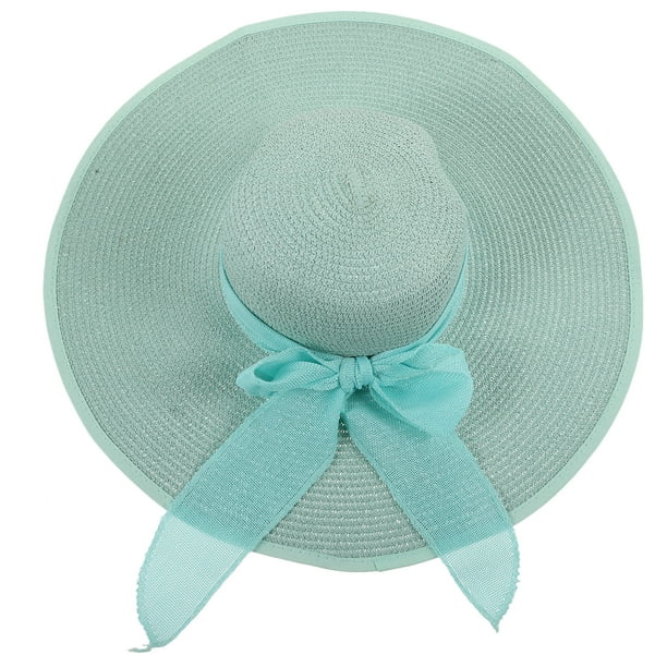 KAKOWELY Sombreros de playa para mujer, sombrero de paja grande de ala ancha para verano, sombrero plegable para el sol, sombrero de playa para mujer con decoración de lazo.