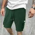 thumbnail image 4 of Linen Cargo Shorts for Men Athletic Gym Shorts Hiking Drawstring Shorts Workout Shorts with Pockets, 4 of 5
