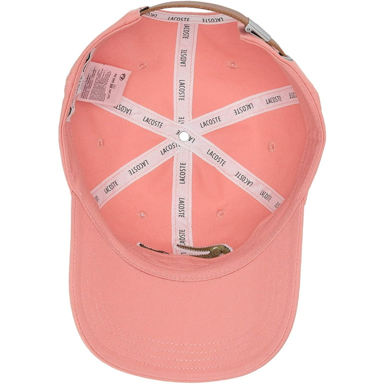 Lacoste Mens Big Adjustable Leather Hat One Size Pink Twill Croc Strap Elf