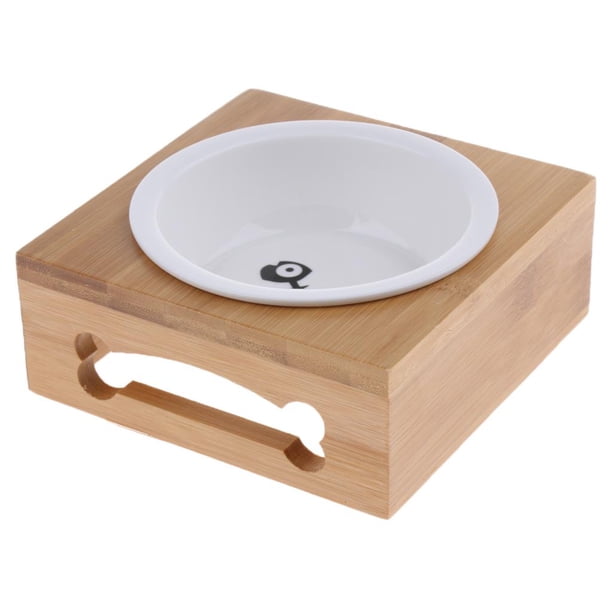 Alimentador para mascotas, soporte de bambú sólido, perfecto para S01 Yuyangstore Cuenco de mascotas elevado para el stand de madera