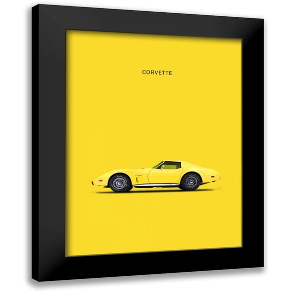 Rogan, Mark 12x14 Black Modern Framed Museum Art Print Titled - Chev Corvette Yellow
