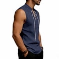 thumbnail image 4 of Guluxicc Men's Tank Tops Drawstring Tie Neck Solid Color Sleeveless Tops Summer Outdoor Casual Beach Shirts, 4 of 8