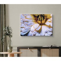 PixonSign Canvas Print Wall Art High Contrast Water Droplets on Yellow Petals Botanical Wilderness Photography Realism Modern Closeup Multicolor Ultra for Living Room, Bedroom, Office - 24"x36"