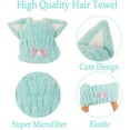 thumbnail image 2 of Microfiber Hair Quick Drying Towel Wrap for Women Adults or Kids Girls, Cute Ears Bath Tool Hair Turban, Soft Absorbent Hair Dry Hat Lightweight Bouncy Hat Headscarf, Blue, 2 of 3