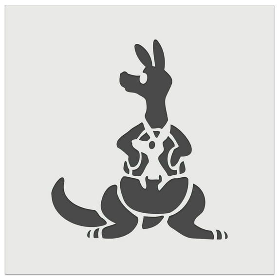 Kangaroo Mother with Baby Joey in Pouch Pocket DIY Cookie Wall Craft Stencil - 7.0 Inch