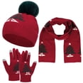 thumbnail image 2 of ShomPort Kids Toddler Boys Girls Winter Hat Scarf Gloves 3-Piece Cold Weather Set Xmas Beanies Set, 2 of 7