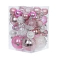 thumbnail image 1 of 36 adornos para árbol de Navidad de 4 cm, 6 cm y 8 cm, colgantes irrompibles para Navidad. Blanco rosa, 1 of 9