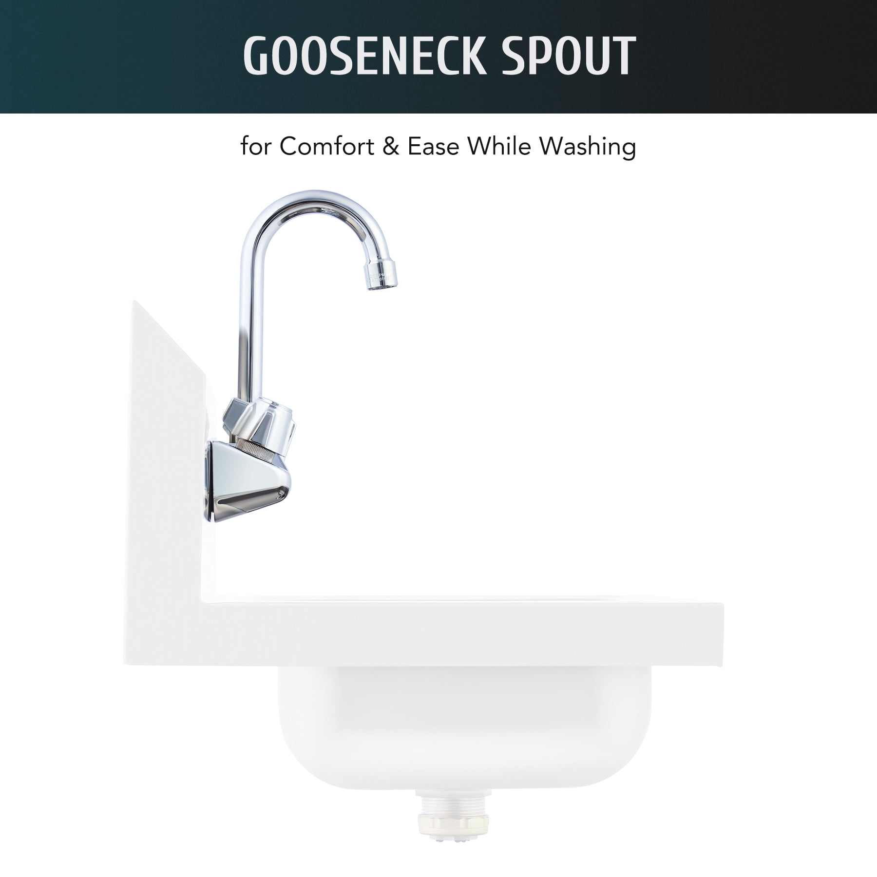 Wilprep 14"x10" Wall Mount Kitchen Sink Faucet for Home Bar Kitchen Laundry Room More