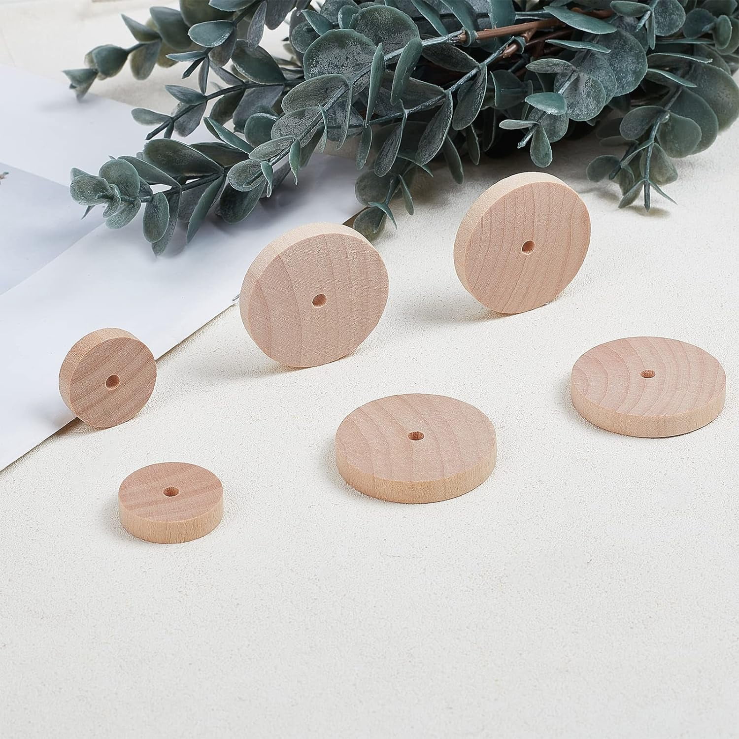108pcs Unfinshed Wood Wheels with Wooden Sticks for DIY Crafts Painting