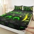 thumbnail image 4 of Erosebridal Teens Gaming Twin Sheet Sets, Green Honeycomb Bed Sheets Twin, Geometric Bedding Twin Size, Ultra Soft Bedroom Decoration, 3 Pieces, 4 of 6