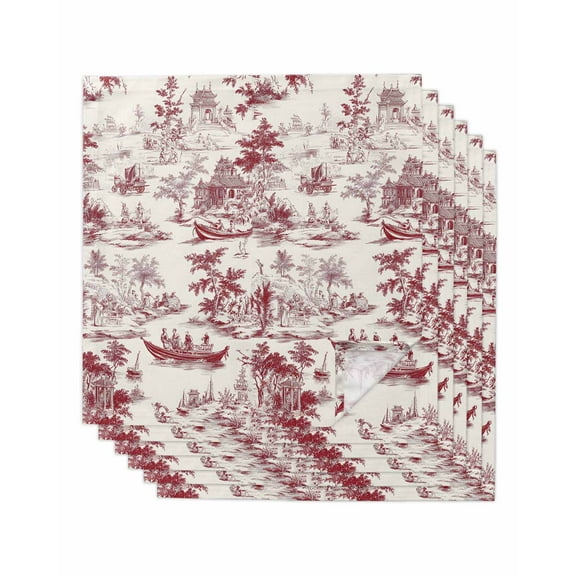Hokiten Kitchen Dinner Napkins Set of 6 Red Garden Vintage Cloth Napkins Reusable Washable Table Napkins for Weddings Cocktail Parties Holiday Table Decor 20x20 Inch
