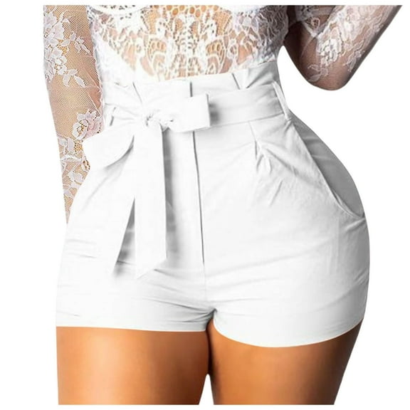 Women Summer Casual High Waist Zipper Closure Shorts With Pockets
