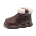 thumbnail image 7 of Kids Ankle Boots Winter Fleece Lined Faux Leather Booties Round Toe Soft Sole Comfortable Warm Boots Brown 6 Little Kids, 7 of 7