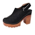 thumbnail image 2 of Miluxas Women's Solid Color Platform Slingback High Heels Ladies Closed Pointed Toe Pump Shoes Black 9(42), 2 of 9