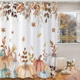 thumbnail image 3 of Fall Pumpkin Shower Curtain, Colorful Watercolor Autumn Pumpkins Maple Falling Leaves Thanksgiving Day Harvest Bathroom Curtain Waterproof Machine Washable with Hooks 72"W x 84"L (Pack of 1), 3 of 6