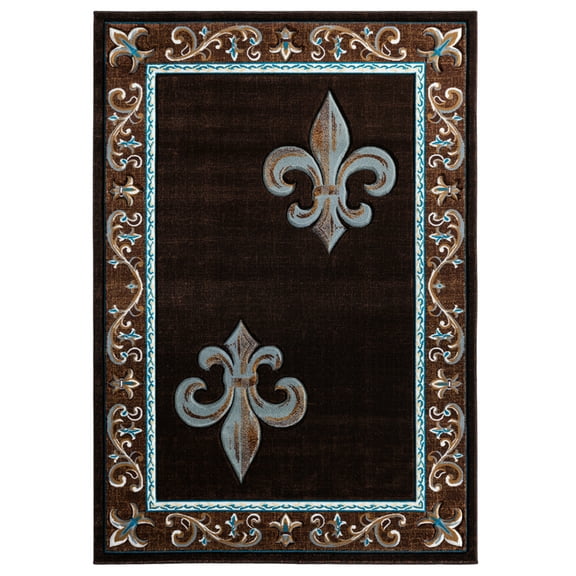 United Weavers Bristol Area Rug 2050 11250 Lilium Brown Curves Flur De Lis 7' 10 x 7' 10" Rectangle