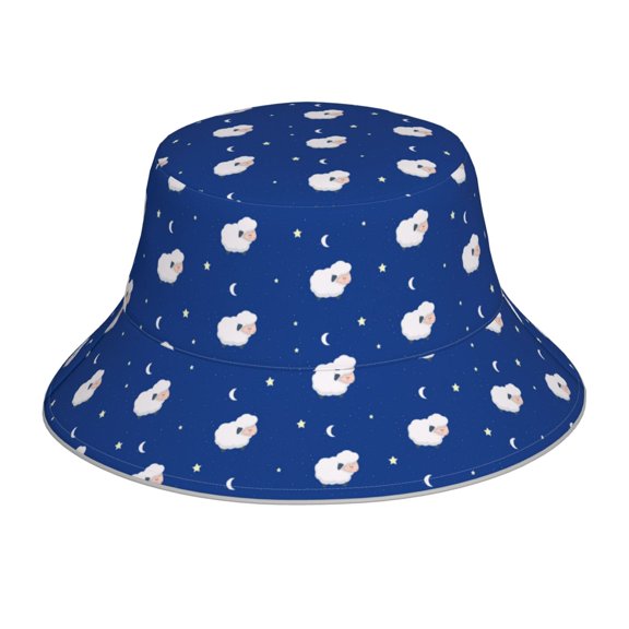 Vsdgher Moon Lamb Print Bucket Hat for Men&Women Bucket Hat Reversible Summer Double-Side-Wear Travel Gardening, Beach, Camping, Hiking, Fishing Cap