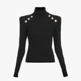 thumbnail image 2 of Suéter de cuello alto de punto europeo y americano de manga larga negro para viajeros con temperamento, mezcla de lana, top ajustado, 2 of 6