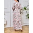 thumbnail image 5 of LilyLLL Women Muslim Islamic Long Sleeve V Neck Kaftan Dress Floral Print Long Dress, 5 of 5