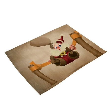 

Christmas decor Christmas Ornament Santa Claus Printed Cotton Western Table Mat