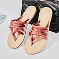 thumbnail image 4 of Women's Casual Flat Slide Sandals Criss Cross Strappy Open Toe Beach Thong Sandals., 4 of 6