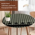 thumbnail image 4 of Sage Green Black Plaid Round Tablecloth, Fitted Table Cover with Elastic for 55"-60" Round Tables, Vintage Star Buffalo Check Rustic Table Cloth Outdoor Indoor Dinning Party Waterproof Tablecloths, 4 of 7