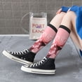 thumbnail image 4 of Bixox Delicate Pink Carnations Patterned Men's and Women's Knee Socks High Socks Outdoor Sports Socks, 4 of 5