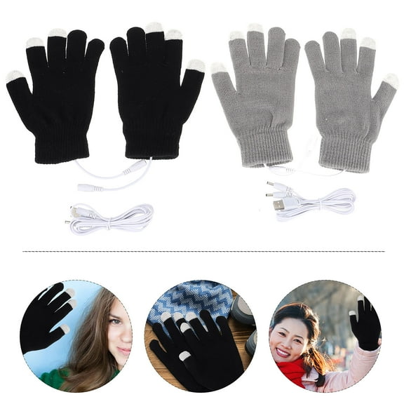 ETHZZLE 2 Pairs Heated Knitted Gloves for Women, Indoor Use, Warm and Comfortable Winter Savior Gloves