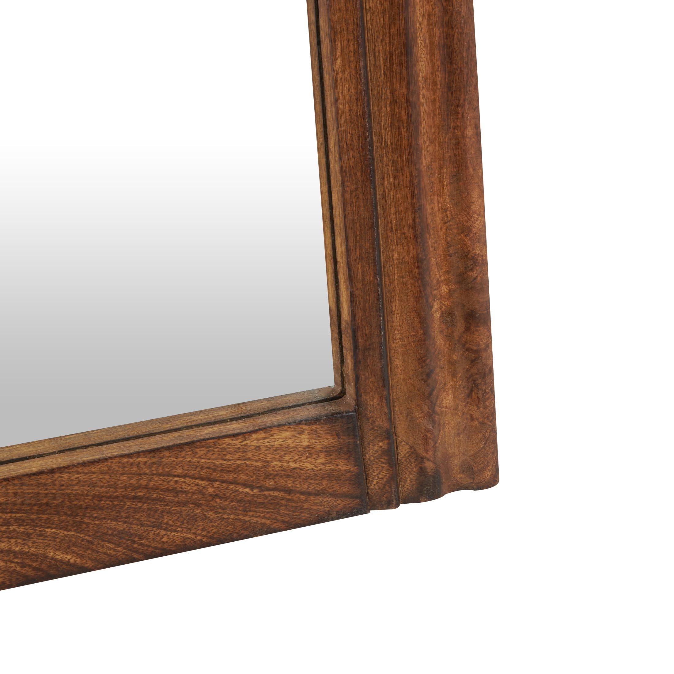 DecMode 36" x 72" Brown Mango Wood Distressed Floor Mirror with Carved Grooves