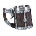 thumbnail image 3 of Vaso de cerveza de barril de madera Regalos para hombres Vaso rústico para bebidas 450 ml Vaso vikingo grande para Plata, 3 of 9