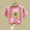 thumbnail image 4 of Avrnliq Girls Pink 100% Cotton Abstract Elephant Line Art T-Shirt Fade-Resistant Crew Neck Short Sleeve Casual Everyday Tee for Kids (2-13Y),Size 4-5 T, 4 of 6