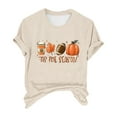 thumbnail image 4 of Clearance! HCURIBAD Shirts for Women, Women's Pumpkin Baseball Maple Leaf Letter Printed T-Shirt Halloween Round Neck Tee, Womens Graphic Tees, Halloween Shirts for Women 1PC Top Beige S, 4 of 4