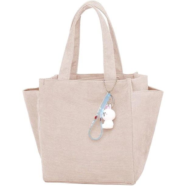 LHSHID Corduroy Small Tote Bag Women Casual Handbag Shoulder Bag for School Work Travel 2023